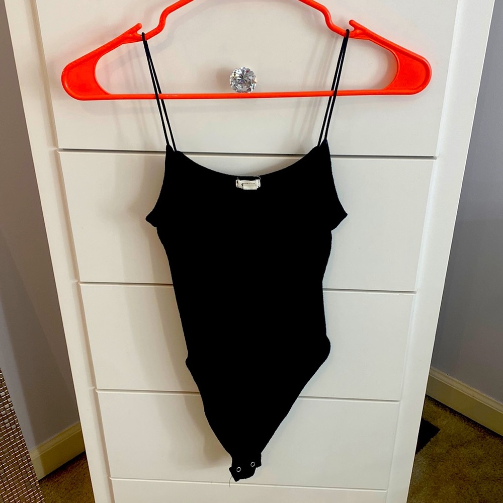 Black Ribbed Bodysuit